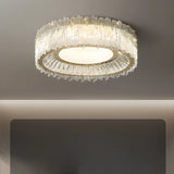 Luxury Cylinder Crystal Glass Flush Mount Ceiling Light Image - 4