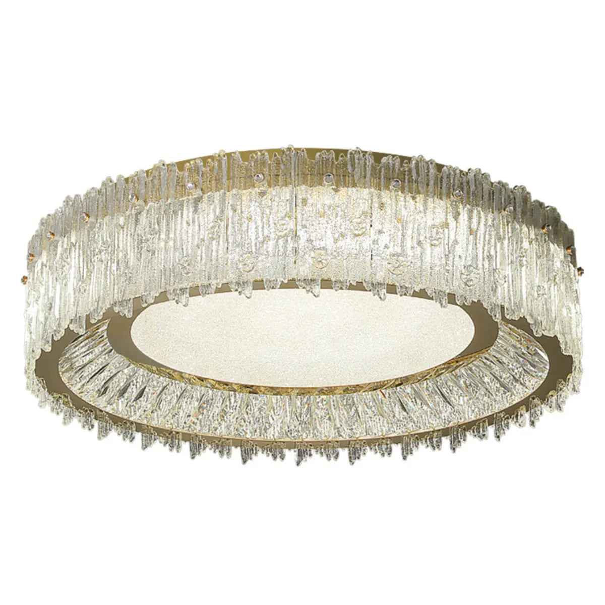 Luxury Cylinder Crystal Glass Flush Mount Ceiling Light Image - 5