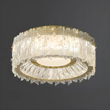 Luxury Cylinder Crystal Glass Flush Mount Ceiling Light Image - 6