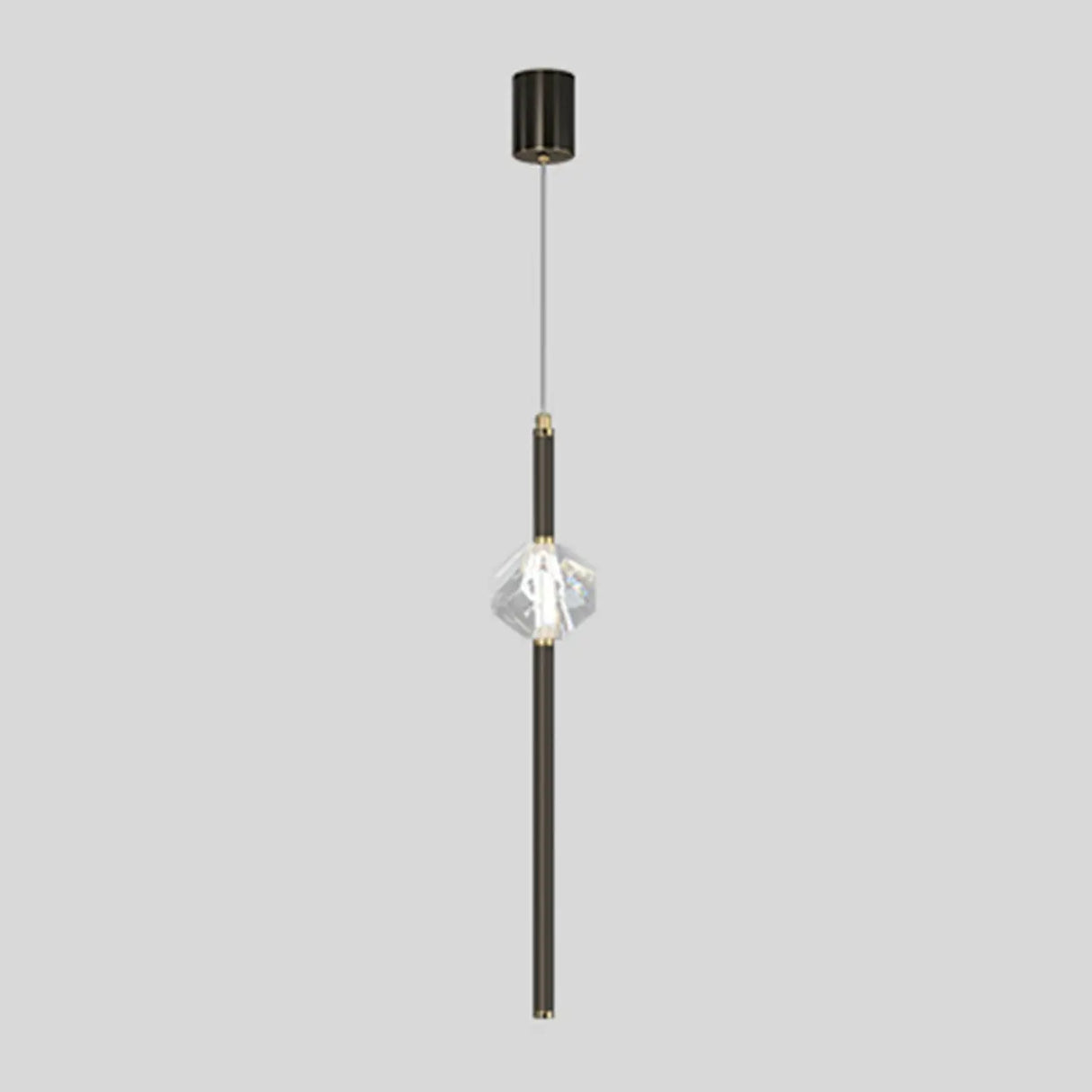 Modern Cylinder Crystal Pendant Light for Bedroom Black Image - 3