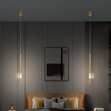 Modern Cylinder Crystal Pendant Light for Bedroom Black Image - 6