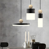 Modern Cylinder Dining Room LED Black Triple Pendant Light Image - 1