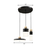 Modern Cylinder Dining Room LED Black Triple Pendant Light Image - 4