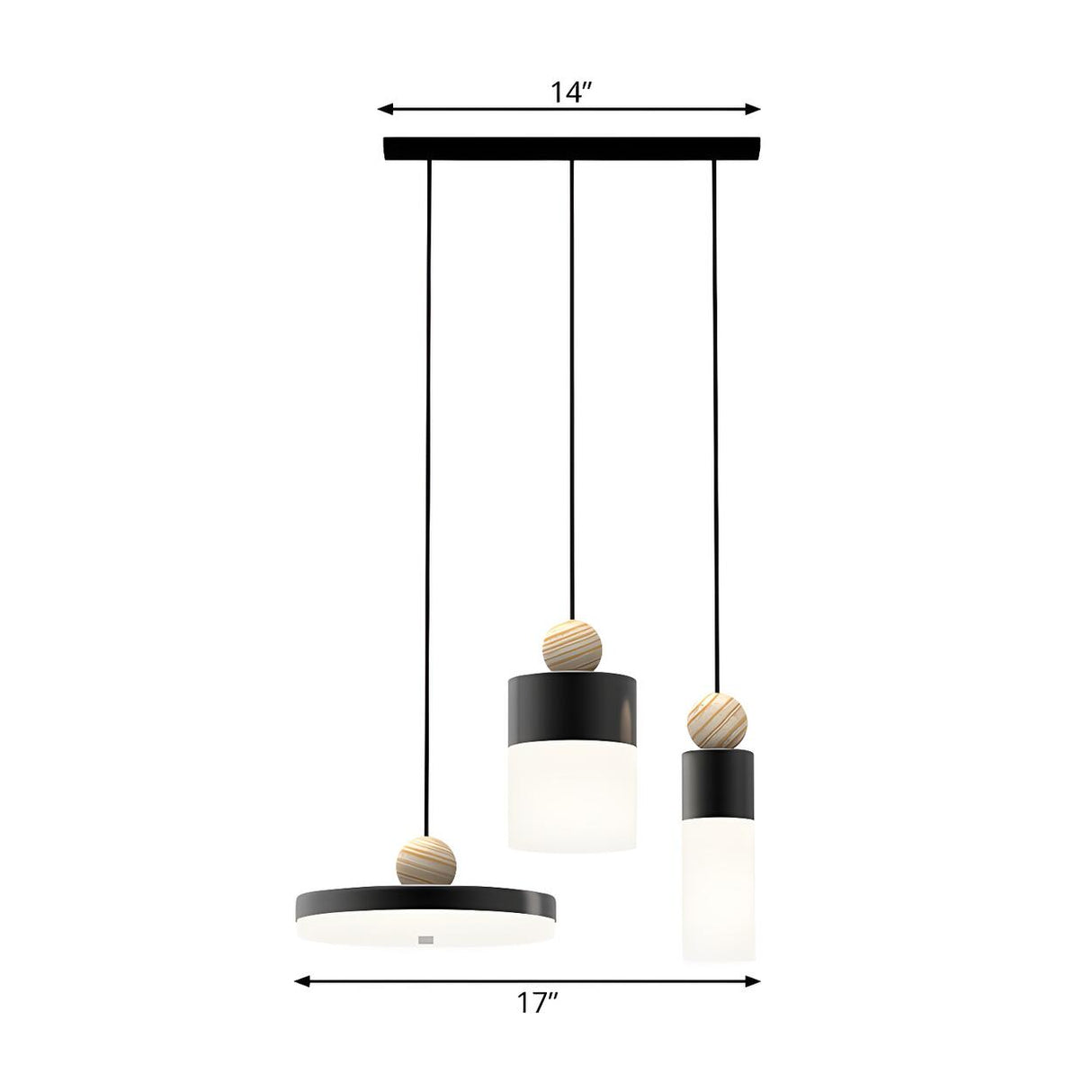 Modern Cylinder Dining Room LED Black Triple Pendant Light Image - 7