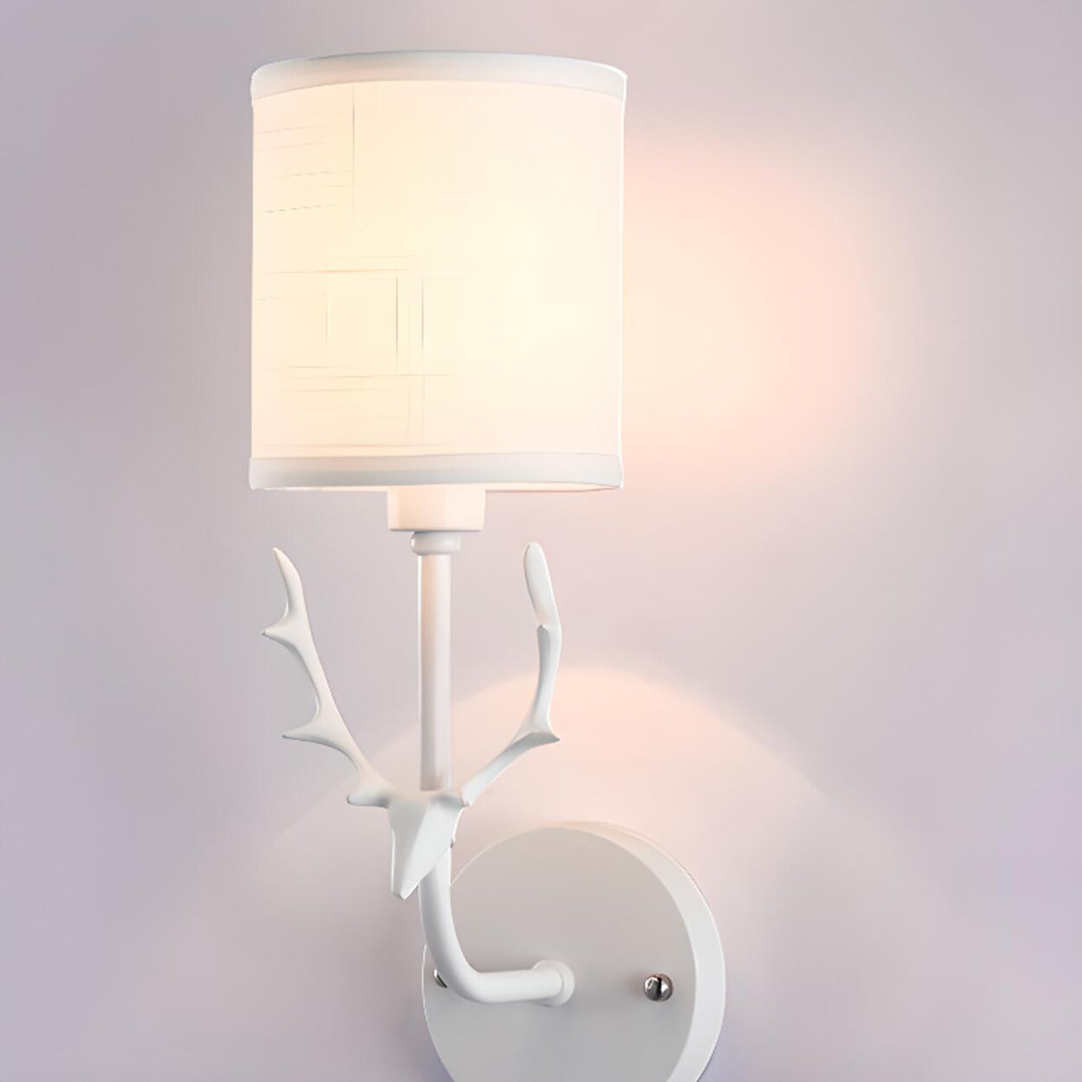 Modern Cylinder Fabric Antler Bedside Wall Sconce Image - 17