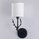 Modern Cylinder Fabric Antler Bedside Wall Sconce Image - 18