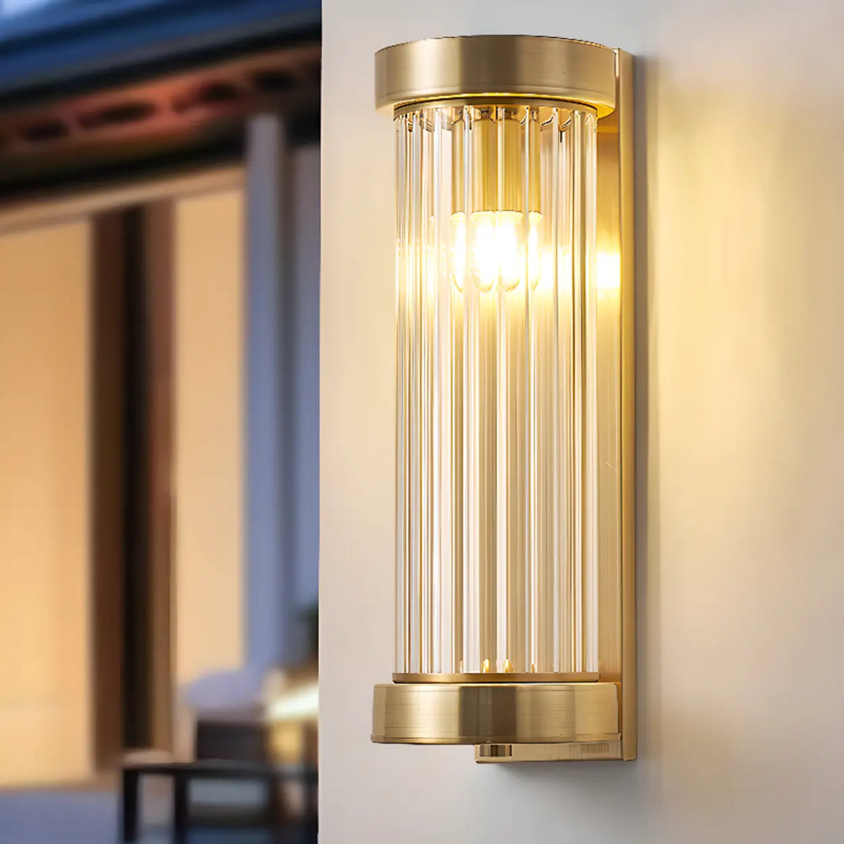 Modern Cylinder Glass Gold LED External Wall Lights Image - 1