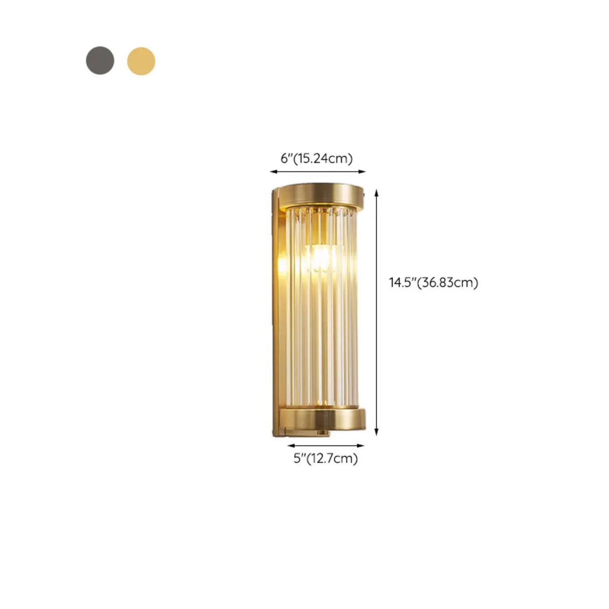 Modern Cylinder Glass Gold LED External Wall Lights 