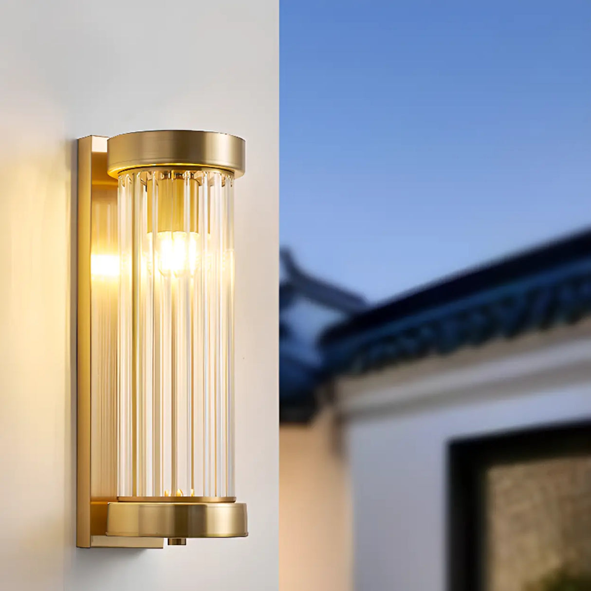 Modern Cylinder Glass Gold LED External Wall Lights Image - 4