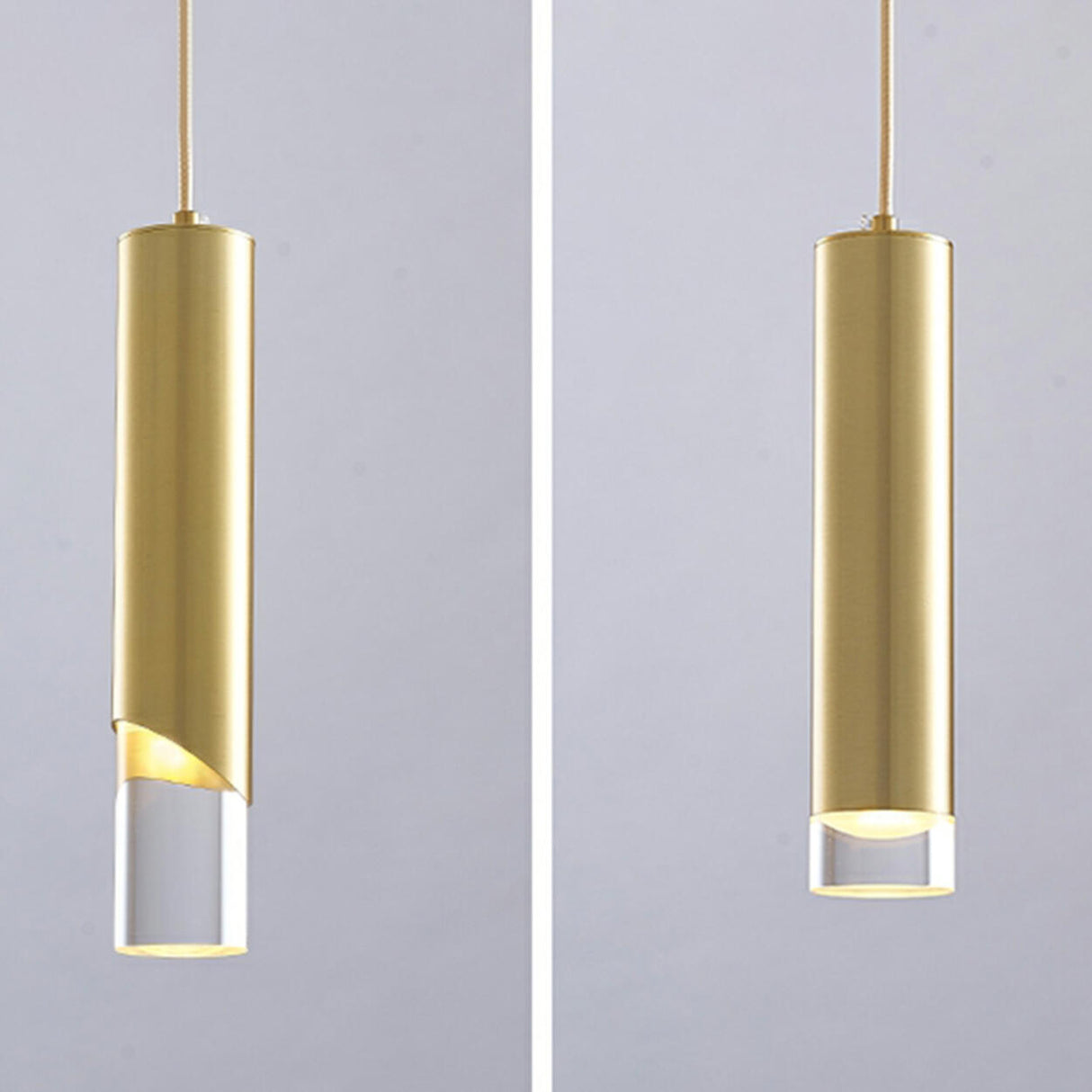 Modern Cylinder Glass LED Pendant Light Bedroom Image - 13