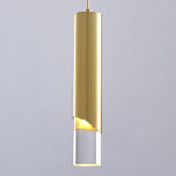 Modern Cylinder Glass LED Pendant Light Bedroom Image - 14