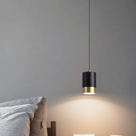 Modern Cylinder Gold Aluminum Bedroom Pendant Light Image - 1