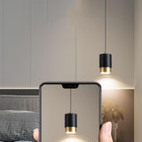 Modern Cylinder Gold Aluminum Bedroom Pendant Light Image - 13