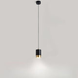 Modern Cylinder Gold Aluminum Bedroom Pendant Light Image - 2