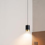 Modern Cylinder Gold Aluminum Bedroom Pendant Light Image - 4