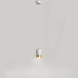 Modern Cylinder Gold Aluminum Bedroom Pendant Light Image - 5