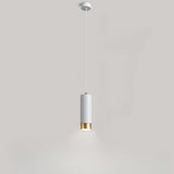 Modern Cylinder Gold Aluminum Bedroom Pendant Light Image - 7