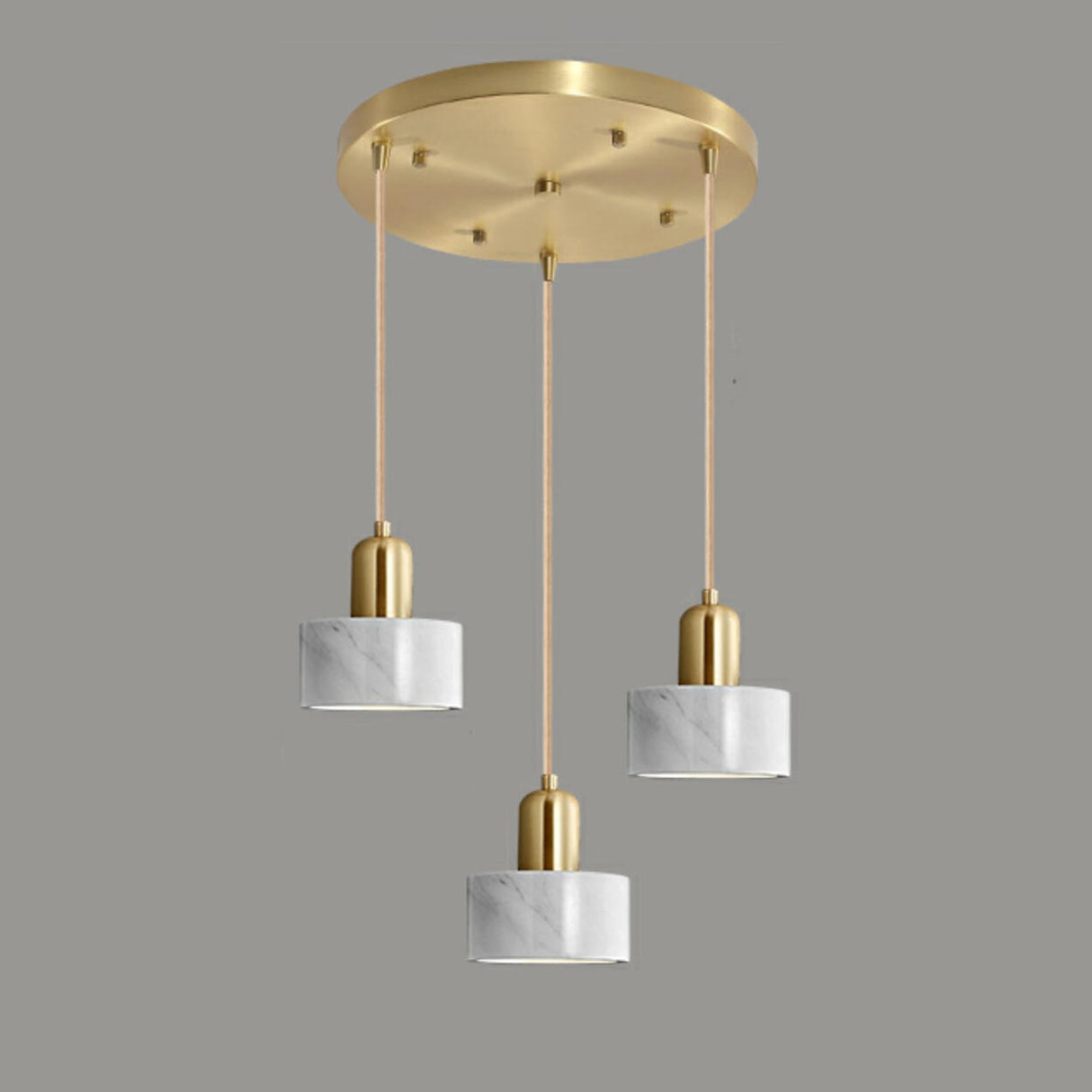 Modern Cylinder Marble Dining Room Pendant Light Image - 11