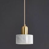 Modern Cylinder Marble Dining Room Pendant Light Image - 16