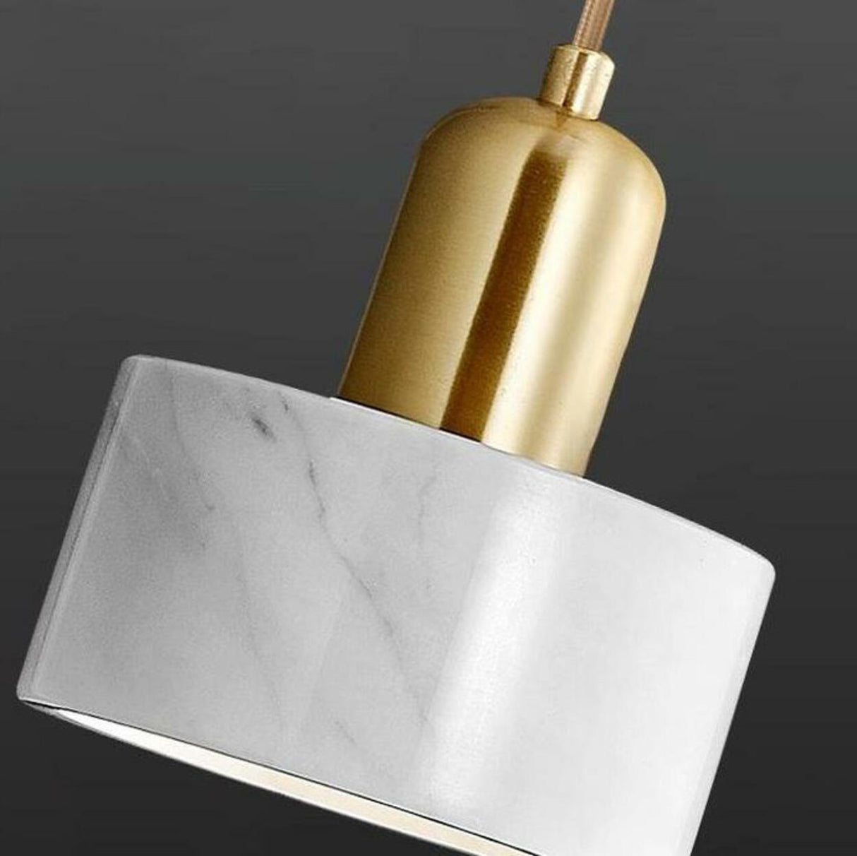 Modern Cylinder Marble Dining Room Pendant Light Image - 18