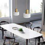 Modern Cylinder Marble Dining Room Pendant Light Image - 5