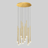 Modern Cylinder Metal Pendant Light Chandelier Stairwell Image - 15