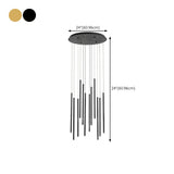 Modern Cylinder Metal Pendant Light Chandelier Stairwell Image - 20