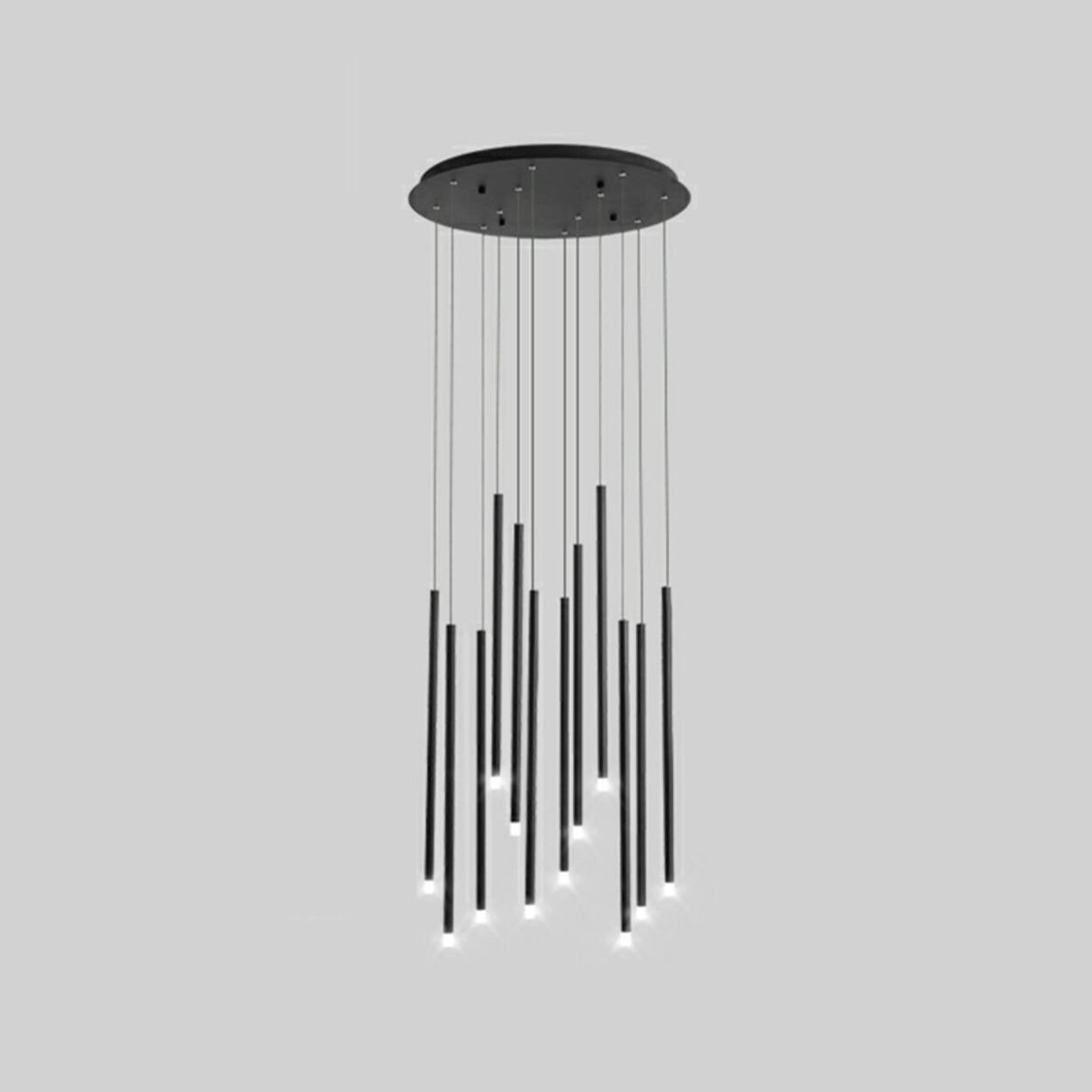 Modern Cylinder Metal Pendant Light Chandelier Stairwell Image - 4