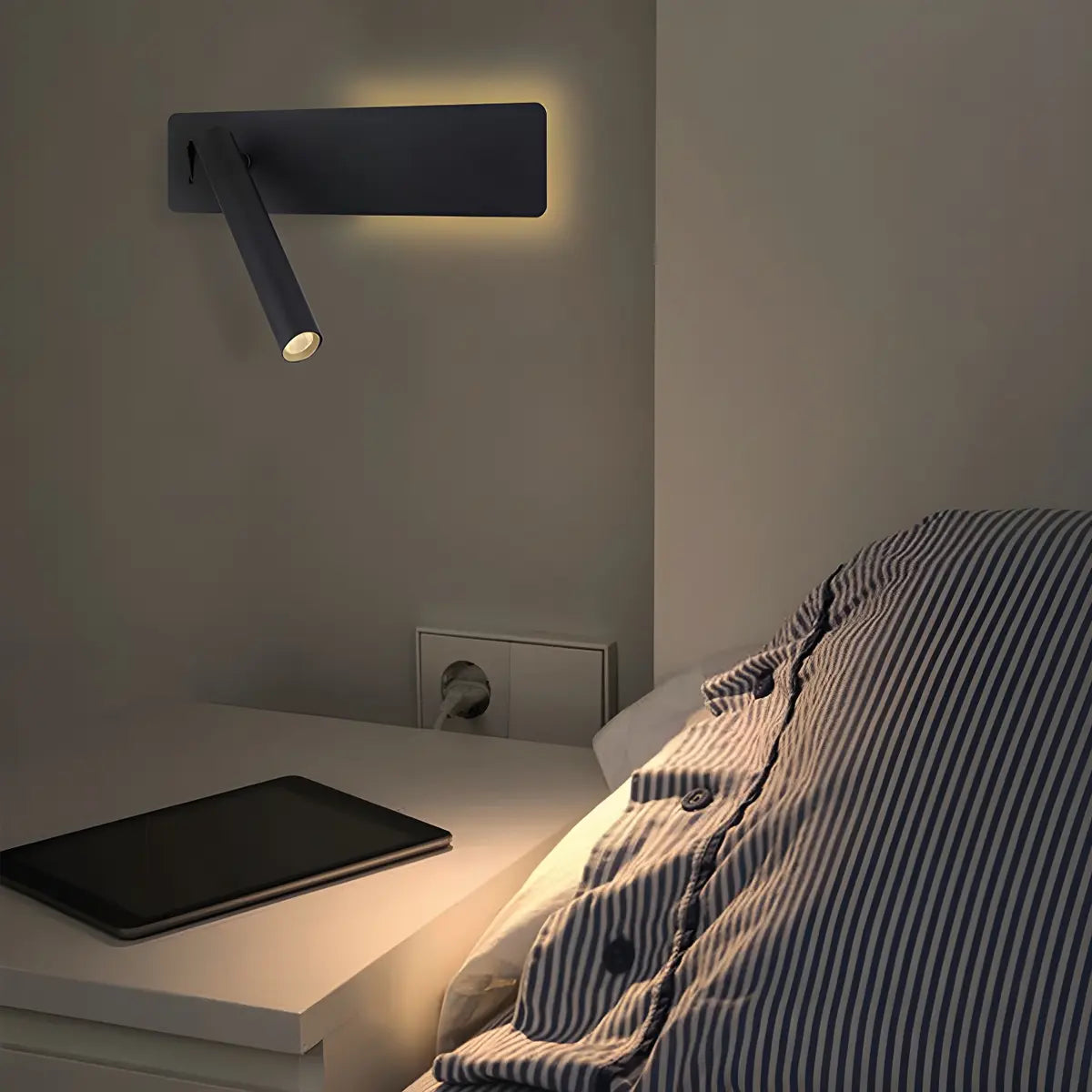 Adjustable LED Cylinder Bedside Reading Wall Light Image - 2