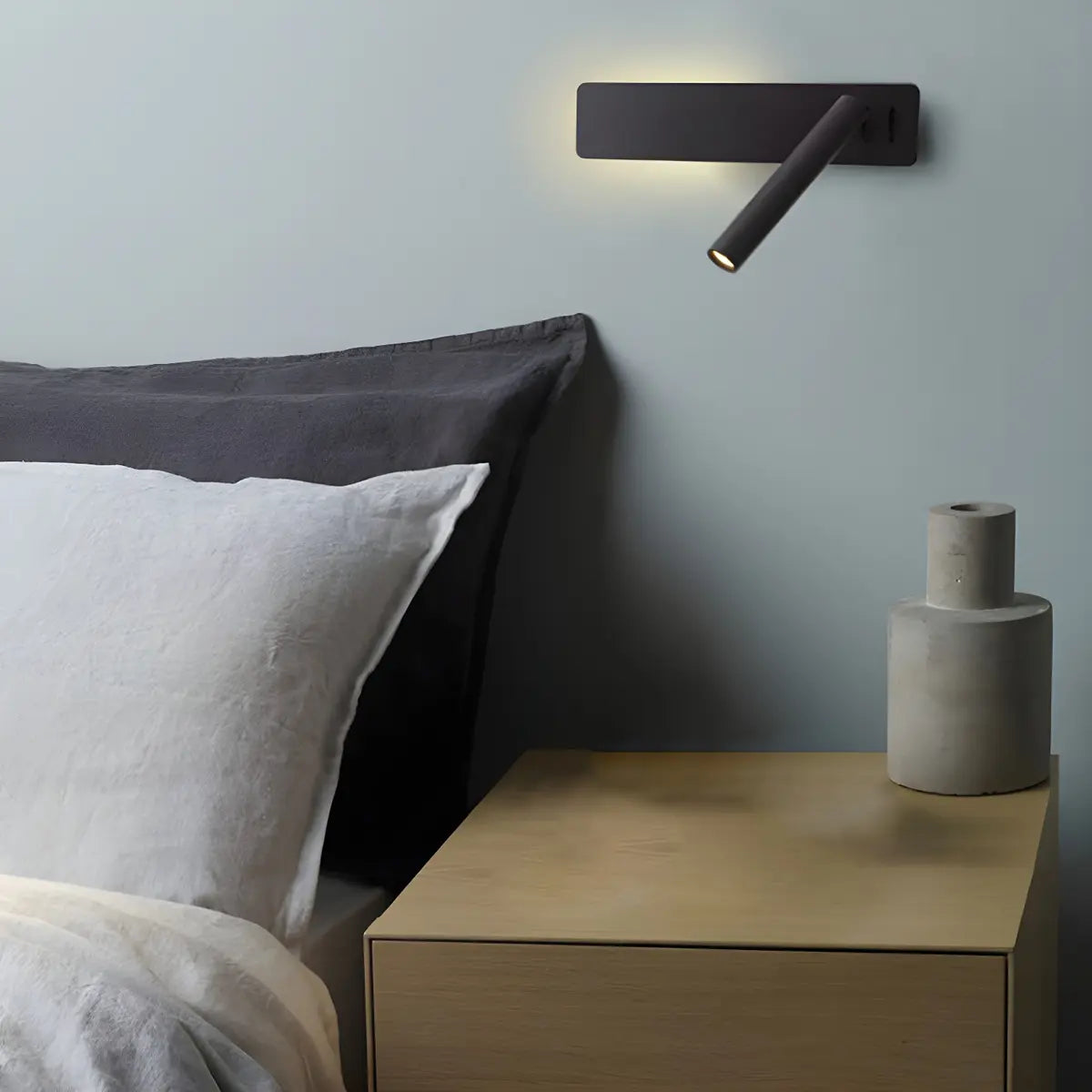 Adjustable LED Cylinder Bedside Reading Wall Light Image - 3