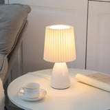 Modern Cylinder Pleated Shade Cone Base Table Lamp Image - 4