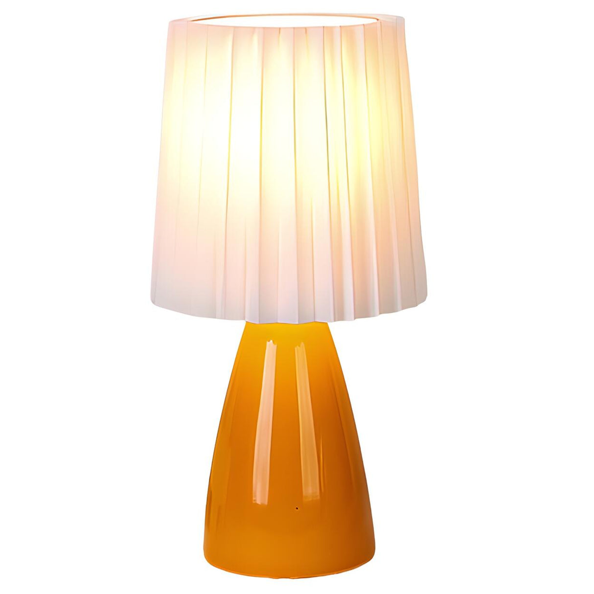 Modern Cylinder Pleated Shade Cone Base Table Lamp Image - 5