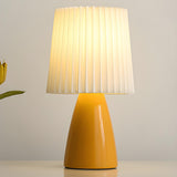 Modern Cylinder Pleated Shade Cone Base Table Lamp Image - 6