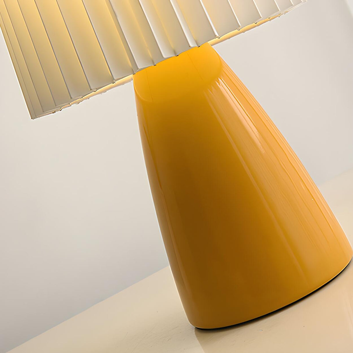 Modern Cylinder Pleated Shade Cone Base Table Lamp Image - 7