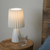 Modern Cylinder Pleated Shade Cone Base Table Lamp Image - 9