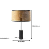 Modern Cylinder Rattan Shape Metal Base Table Lamp #size