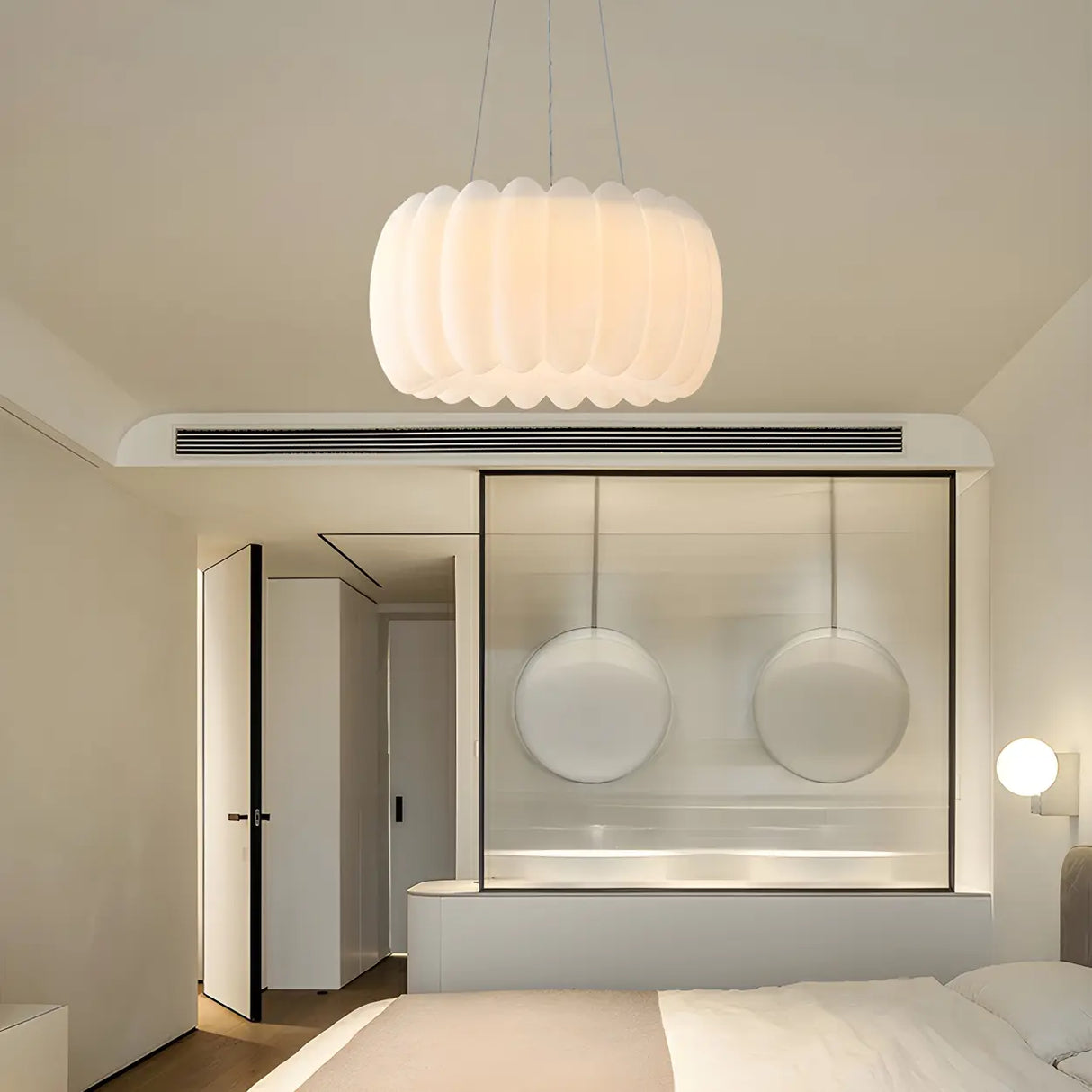 Modern Cylinder Resin Ceiling White Bedroom Chandelier Image - 8