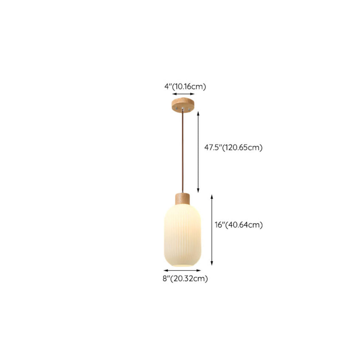 Modern Cylinder Ribbed Glass Pendant Lights Wooden Accents Image - 10