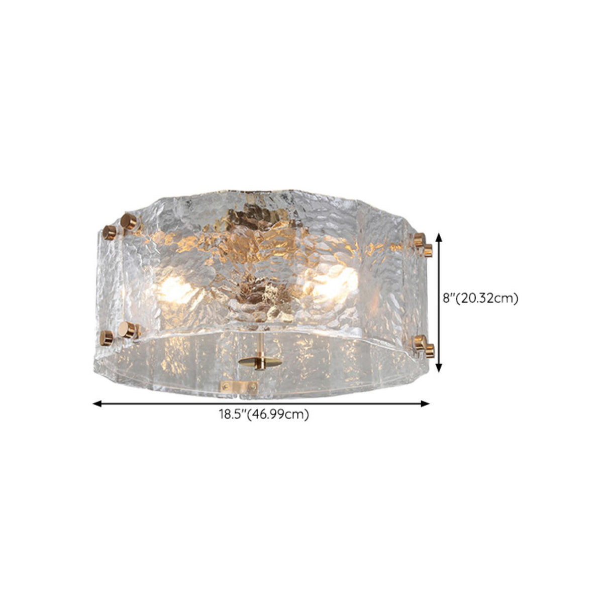 Modern Cylinder Ripple Glass Flush Mount Ceiling Light 