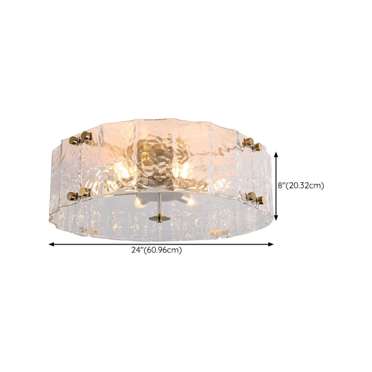 Modern Cylinder Ripple Glass Flush Mount Ceiling Light Image - 16