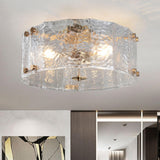 Modern Cylinder Ripple Glass Flush Mount Ceiling Light Image - 4