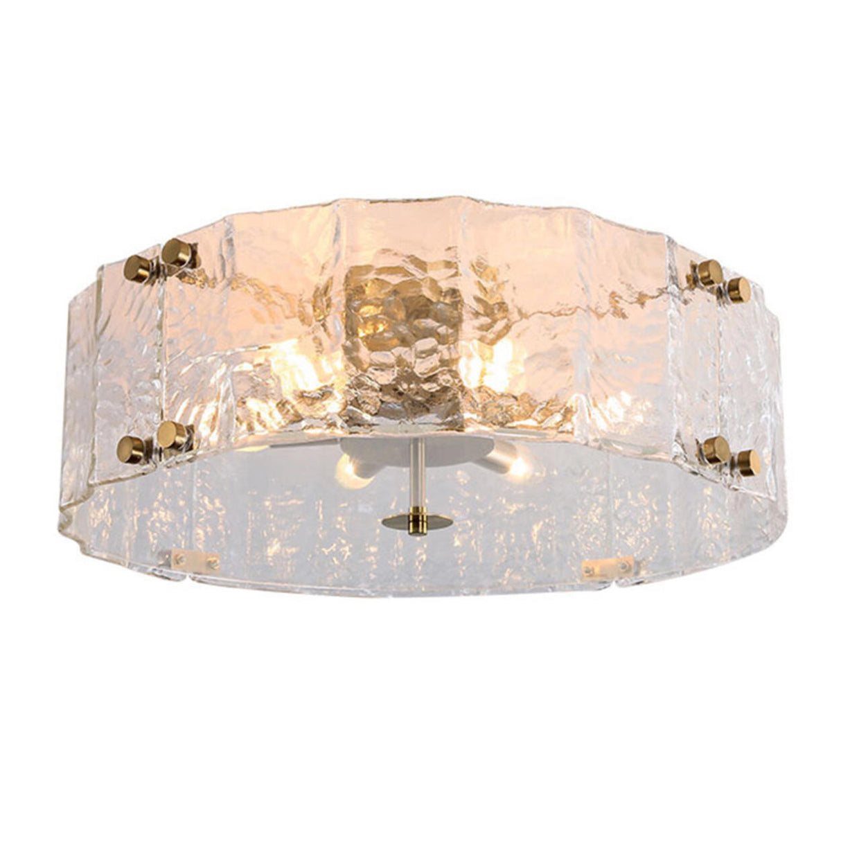 Modern Cylinder Ripple Glass Flush Mount Ceiling Light Image - 5