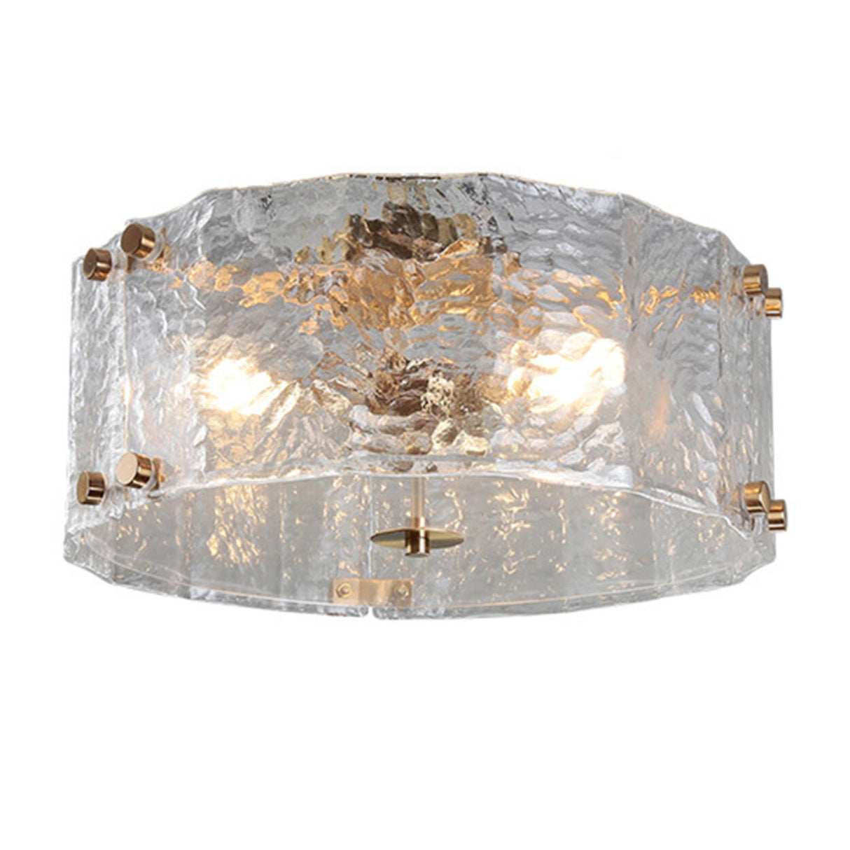 Modern Cylinder Ripple Glass Flush Mount Ceiling Light Image - 6