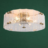 Modern Cylinder Ripple Glass Flush Mount Ceiling Light Image - 8