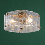 Modern Cylinder Ripple Glass Flush Mount Ceiling Light Image - 9