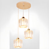 Modern Cylinder Square Clear Crystal Pendant Light Image - 12