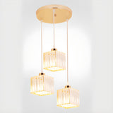 Modern Cylinder Square Clear Crystal Pendant Light Image - 13