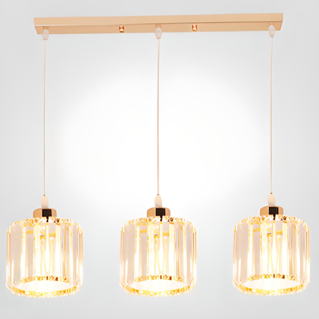 Modern Cylinder Square Clear Crystal Pendant Light Image - 14