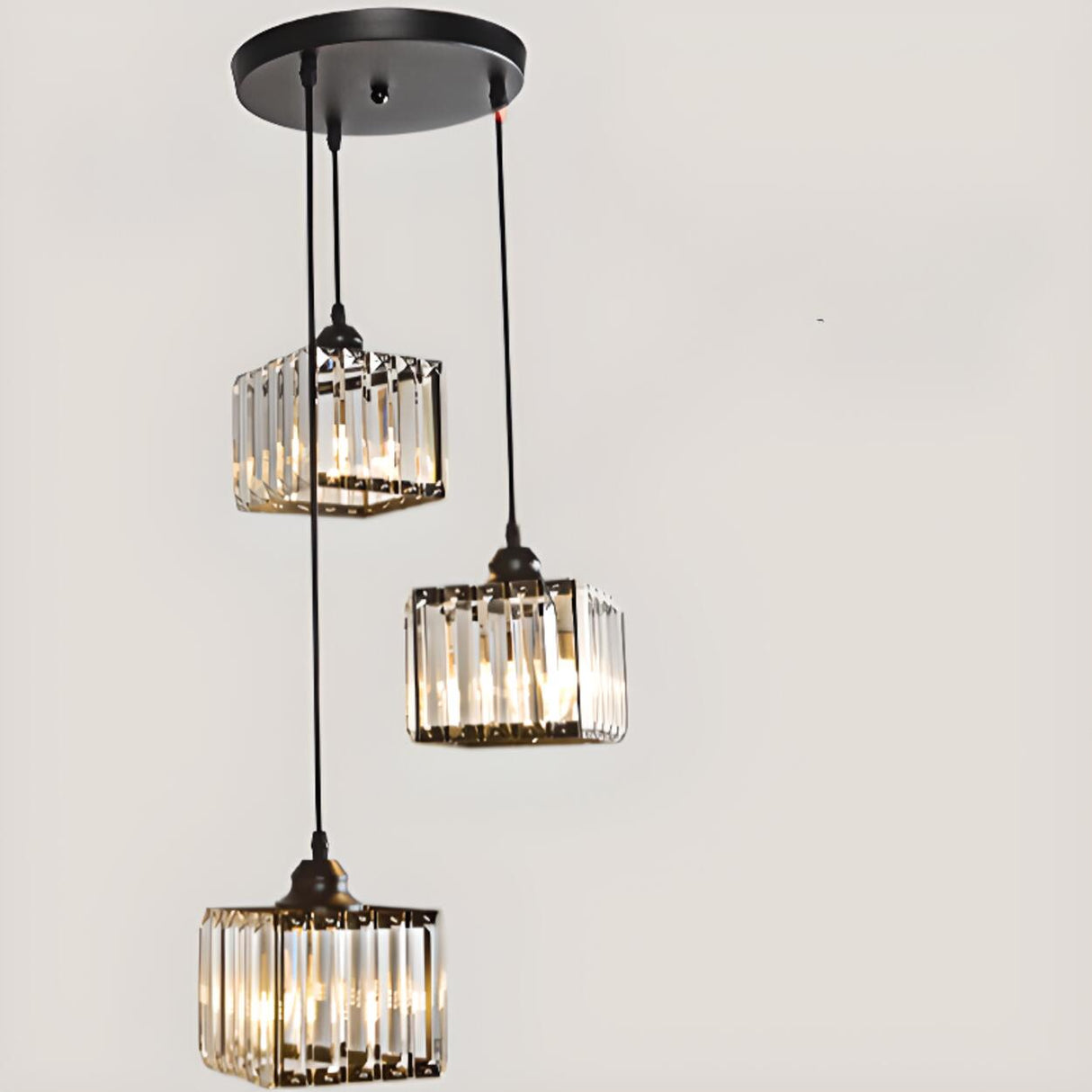 Modern Cylinder Square Clear Crystal Pendant Light Image - 17