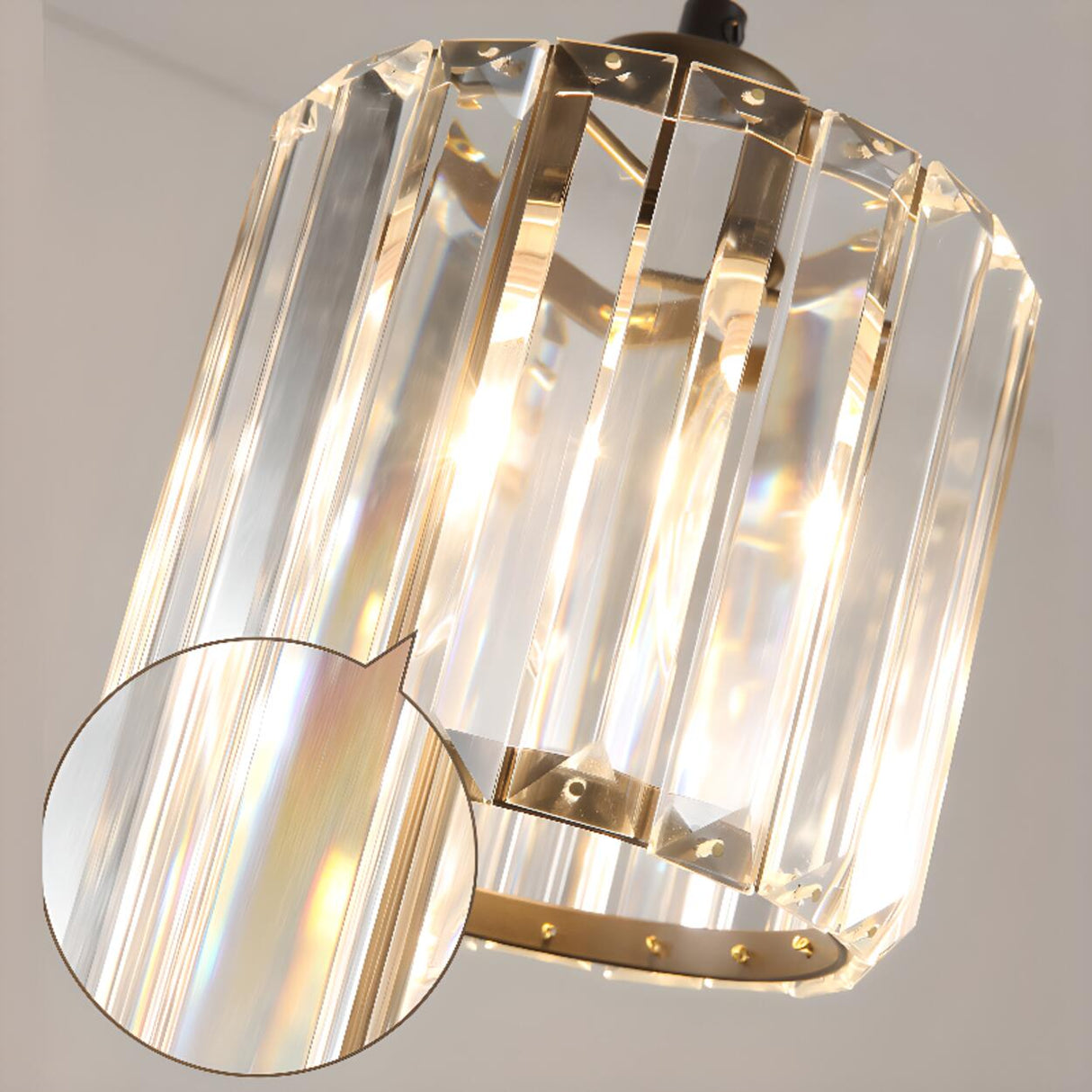 Modern Cylinder Square Clear Crystal Pendant Light Image - 18